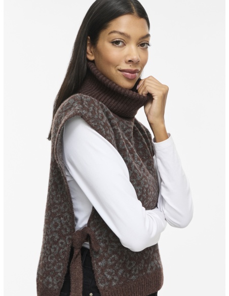 Poncho Léopard Coffee Bean VILEOLINE VILA - 2 | TOP